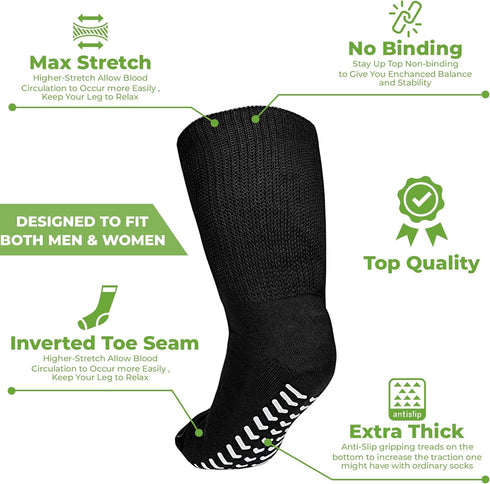 M.B. Leaf Extra Wide Socks for Swollen Feet,Bariatric Socks, Non Slip Cast Sock Diabetic Edema Hospital Oversized