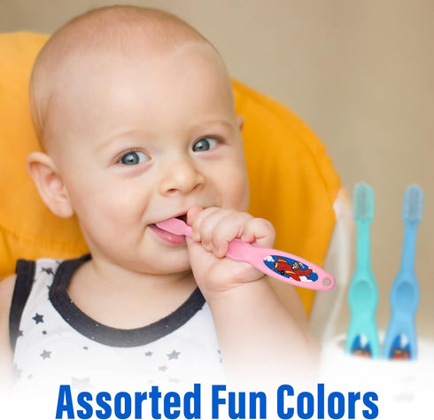 Baby Toothbrush Set of 3 - Soft Bristles Toddler Toothbrush for Boys and Girls, Cute Colors and Designs