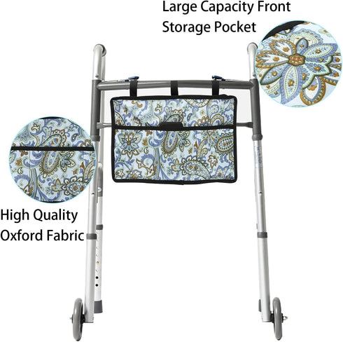 Walker Bag, Hands Free Accessories Basket for Folding Walkers, Multi-Purpose Tote Caddy Pouch (Mandala Print)