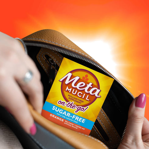 Packets, 44 Packets, 4-in-1 Metamucil On-the-Go Sugar-Free, Psyllium Husk Fiber Supplement, Orange Flavored, Individual