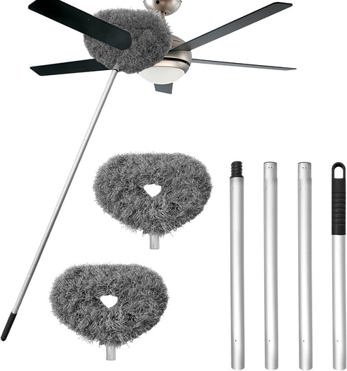 Ceiling Fan Cleaner Duster, Reusable Microfiber Blade Cleaner with Extendable Long Handle (Gray)