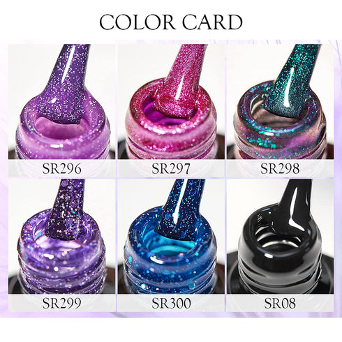 MEET ACROSS Cat Eye Gel Nail Polish Set, 6 Colors Color Changing Gel Polish Kit, 8ml Bottle Gift Box