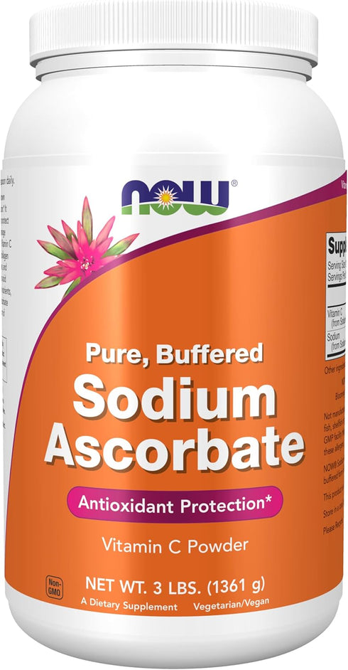 NOW Foods Sodium Ascorbate Powder, Buffered Antioxidant Protection, 3-Pound Supplement