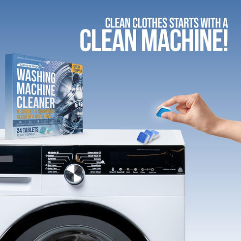 Washing Machine Cleaner Descaler Tablets, 24 Tablets for HE Front & Top Loader Washer, Eco-Friendly Deep Cleaning