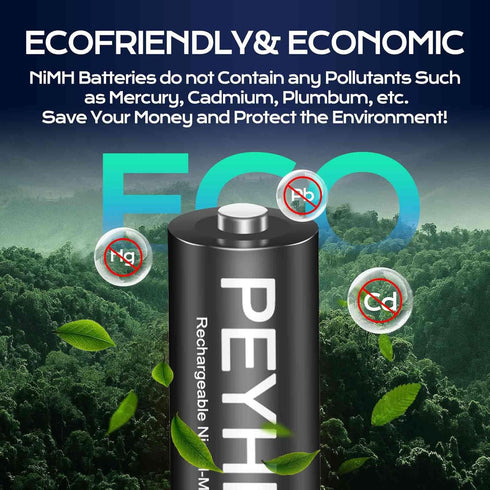 PEYHFCCE 1500mAh 1.2V 4 Packs Rechargeable AA Batteries, NiMH AA Battery High Capacity for Outdoor Solar Lights