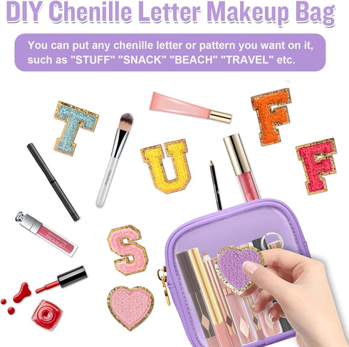 Mini Clear Travel Makeup Organizer Bag, Small Cute Zipper Pouch for Purse, Transparent PVC & Nylon Storage Bag