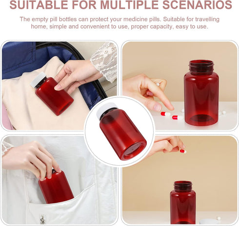 ULTECHNOVO Large Medicine Pill Bottles, Clear Plastic Medicine Bottle Empty Reagent Bottle Chemical Containers with