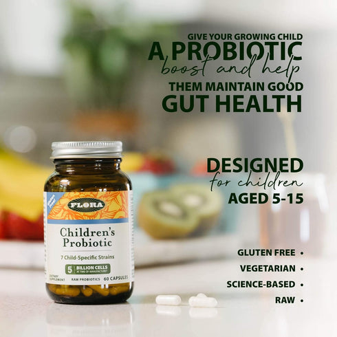 Flora Udo's Choice Children's Probiotic Blend - 60 Capsules - 5 Billion Cells of Raw Probiotics for Ages 5-15