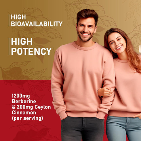 Premium Berberine HCl Gummies, 1200mg with Ceylon Cinnamon and Turmeric, Sugar Free
