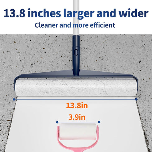 13.8in Large Size Lint Rollers for Pet Hair - Extra Sticky 51.2in Long Handle Giant Hair Picker Upper