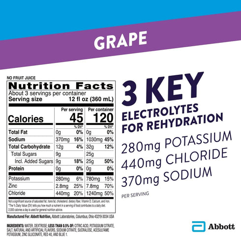 Pedialyte Grape Electrolyte Solution, Hydration Drink, 1 Liter