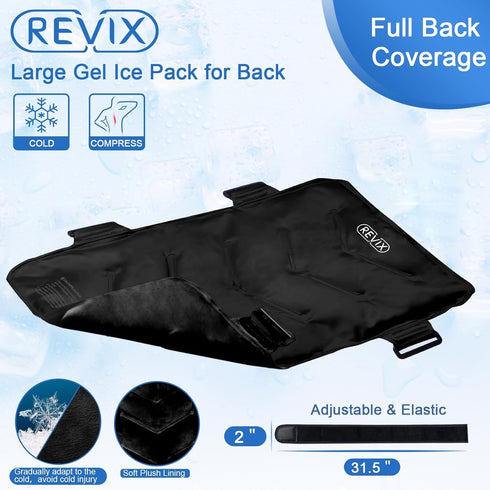 REVIX Extra Large Ice Pack for Back Pain Relief, Reusable Gel Ice Packs for Back, Hip, Leg Swelling, Bruises, Sprains,