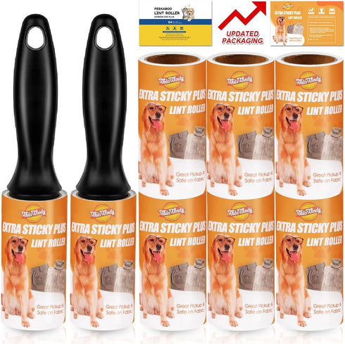 WulaWindy Lint Roller Pet Hair Remover - Extra Sticky Lint Remover Rollers for Clothes Sofa Carpet Pet Hair Dirt Removal - 8 Pack Refills