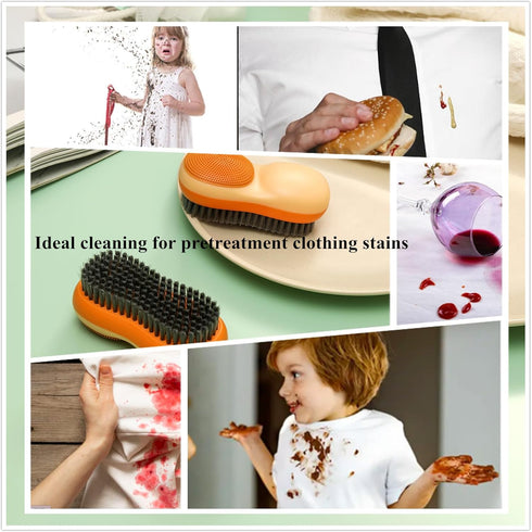 Two-Sided Laundry Stain Remover Brush, Soft Bristle for Scrubbing Tough Stains on Delicate Fabrics, Easy to Grip Blue