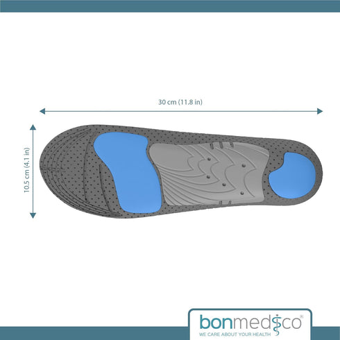 bonmedico High Performance Gel Insoles for Sports & Leisure - Shock Absorbing Support for Foot & Joint Problems