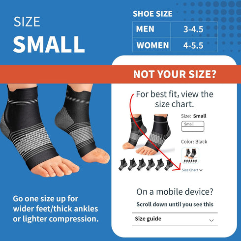 Plantar Fasciitis Sock (6 Pairs) for Men and Women, Compression Foot Sleeves with Arch Support (Black, Small)