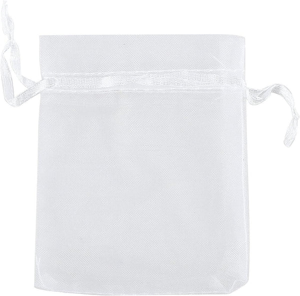 Ankirol 50pcs Sheer Organza Favor Bags, 12 x 16 Inch X Large Drawstring Bags (White)