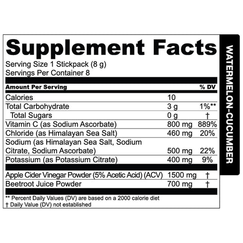 Essential Elements Hydration Packets Watermelon Cucumber, Sugar Free Electrolytes Powder, 25 Stick Packs