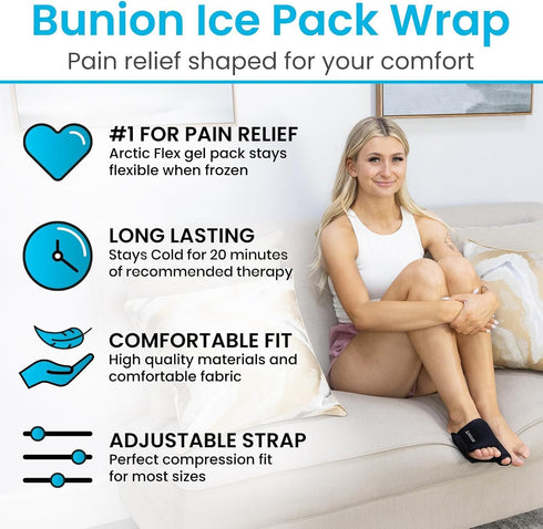 Pack Arctic Flex Foot Ice (Pair) Toe Wrap for Bunion, Plantar Fasciitis, Hallux Valgus, Gout, Swelling & Injuries
