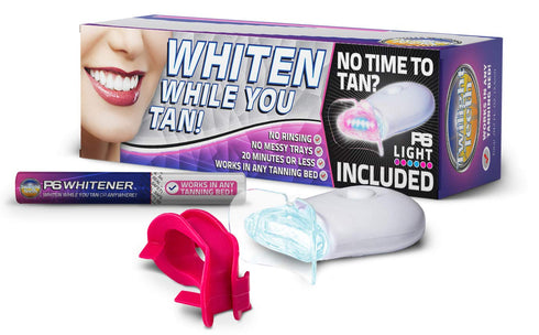 Whitening Kit with Whitener Gel, Mouthpiece for Tanning Bed & Powerful UV Light for At Home Whitening