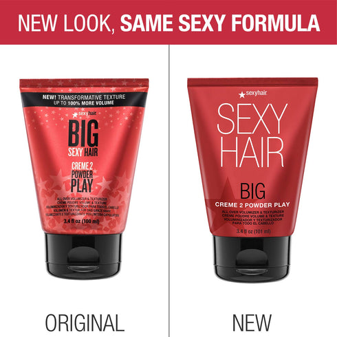 SexyHair Big Creme 2 Powder Play Volumizer and Texturizer, 3.4 Oz, Up to 100% More Volume