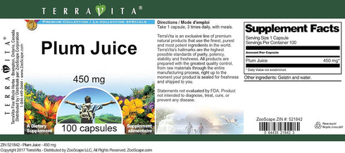 Terravita 450 (100 521842) Plum Juice - mg Capsules, ZIN: