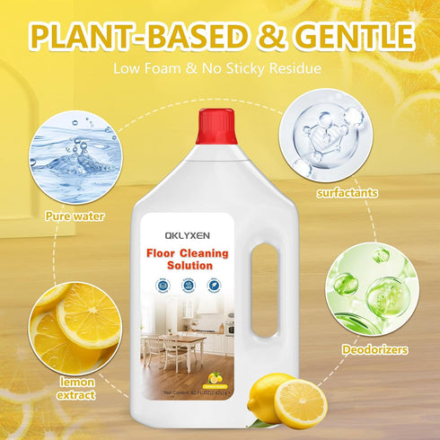 QKLYXEN 82 OZ Floor Cleaning Solution Compatible with Roborock FL Lemon Floor Cleaner Long-Lasting, Zesty Scent For All
