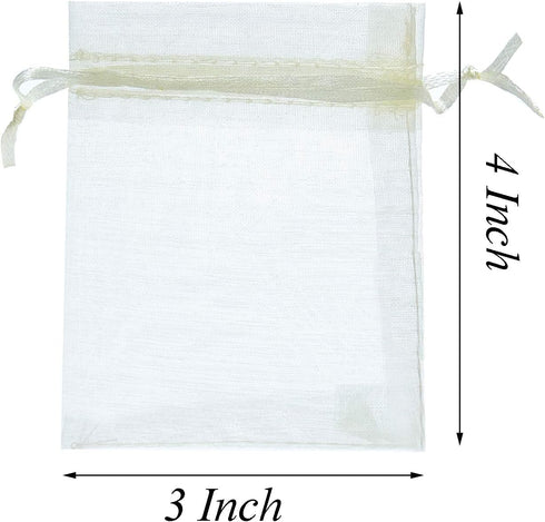 FOCCIUP 100 Pcs 3x4 Inches Mixed Color Organza Gift Bags with Drawstring for Christmas Wedding Birthday Party Favor