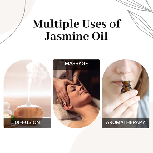 Zynda 100% 10ml Jasmine Essential Oil Pure and Natural Organic Jasmine Oil Extract for Skin Care, Hair Treatment