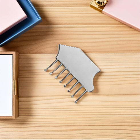Metal Gua Sha Tools for Facial and Body Scraping, Zinc Alloy Scalp Massage Comb, Silver Face Sculpting and Muscle