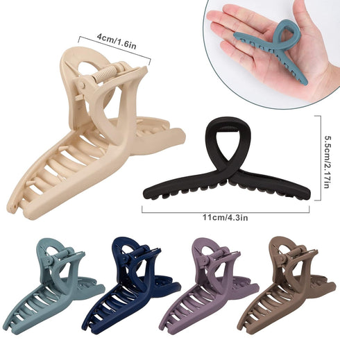 Whaline 6 Morandi Color 4.3 Inch Nonslip Jaw Strong Hold Matte Butterfly Clamp Hair Styling Accessories