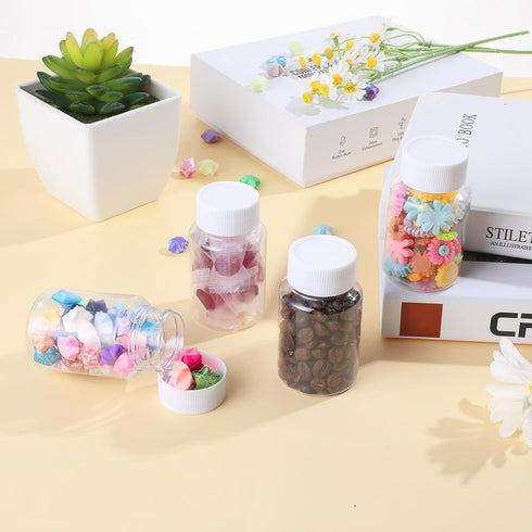 4Pcs Clear Pill Bottles, 80ml Empty Plastic Medicine Bottles with Caps, Small Travel Pill Case for Liquid Solid Powder