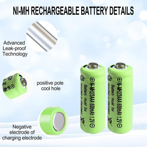 Zsolarigt 10 2/3AAA 1.2V 600mAh Batteries,2/3 Pcs NIMH Rechargeable Solar AAA Batteries Rechargeable Button Top