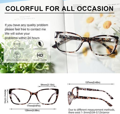 OCCI CHIARI 1.5 Reading Glasses Women Durable Reader 150 with Multiple Strength Options