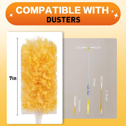 YHOVID 360 Duster(60)+3FT +1 Heavy Duty Duster Refills, Disposable Dusters Kit for Cleaning Dusting Furniture Blind