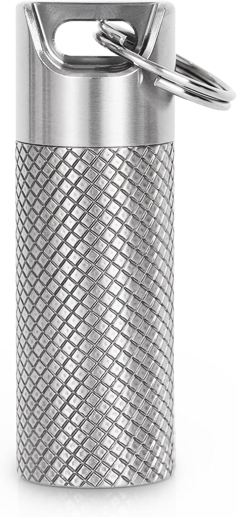 100% Waterproof Titanium Pill Box Keychain - TSA Approved, Ultra Light and Compact with Extra Sealing Ring