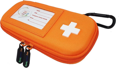 Double Epipen Carry Case - Hardcase Insulated Medication Bag, Bright Orange Epipen Holder for Emergencies