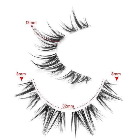 outopen 10 Pairs Manga Lashes Korean Asian Lashes Anime Eyelashes Japanese Makeup Fake Lashes Spiky False Eyelashes