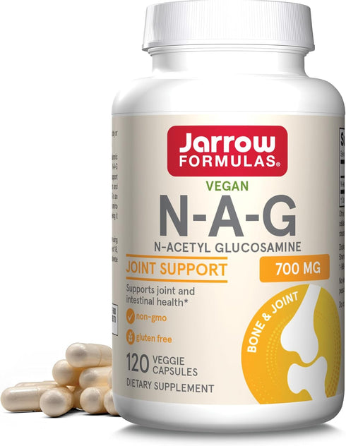 Jarrow Formulas N-A-G 700mg, 120 Veggie Capsules - N-Acetyl Glucosamine for Bone & Joint Support, Up to 120 Servings