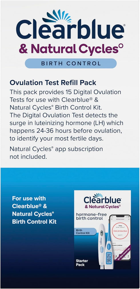 Pack, 15 Clearblue & Natural Cycles Birth Control Ovulation Test Refill Digital Ovulation Tests