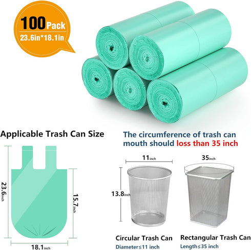 AYOTEE Small Biodegradable Trash Bags, 100 Counts, 4 Gallon, Unscented, Strong, Compostable Waste Basket Liners