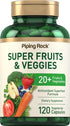 Piping Rock Fruits and Veggies Supplement, 120 Capsules, Superfood Formula with 20 Fruits and Vegetables