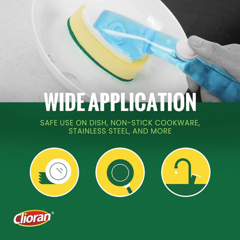 Soap Control Handle Dishwand Refills, 6 Sponge Heads Replacement, Heavy Duty Non-Scratch Scrubber for Dishwashing