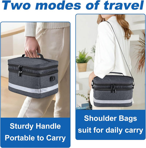 Strap,Famliy Medication Organizer Storage Bag,Portable Pill Bottle Organizer with Hand or One Shoulder,Travel Medicine