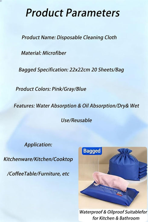 MaoLtd 20 Pack Countertops, 8.6 8.6 Inch Disposable Dish Cloths, Microfiber Cleaning Cloths, Lint-Free Cleaning Towels