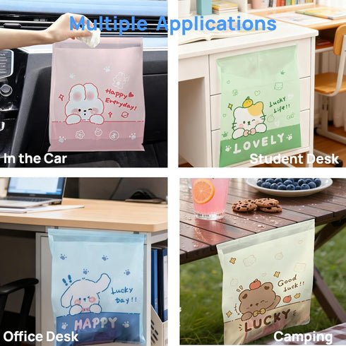 ZHUOAOO 60PCS Space-Saving Hanging Car Trash Bags, Easy Stick-On Disposable Leakproof Garbage Bag & Vomit Bags