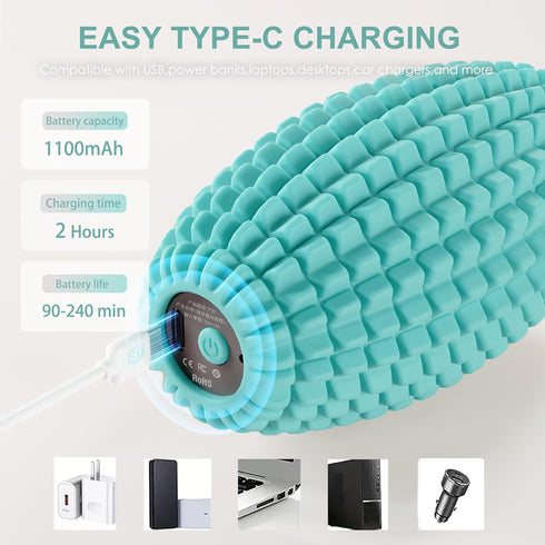 Vibrating Massage Ball for Muscle Recovery, Silicone Myofascial Massage Ball, Plantar Fasciitis Relief,Hip & Psoas