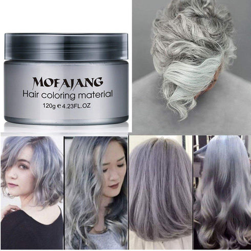 Temporary Silver Gray Hair Spray Color, Luxury Coloring Mud Grey Hair Dye Wax, Washable Treatment for Party