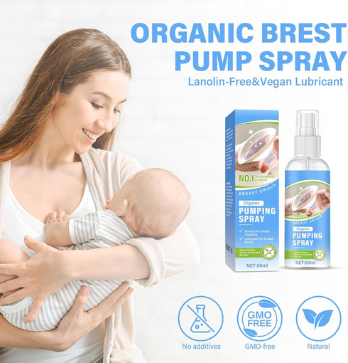 NHZ 50 ml Pumping Spray, Organic Breast Pump Spray, Vegan Lubricant for Shield and Pump Flange, No Lanolin, Natural