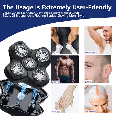 WAHFOX 5 Blades Magnetic Shaver Replacement Heads for SKULL SHAVER HEAD SHAVER